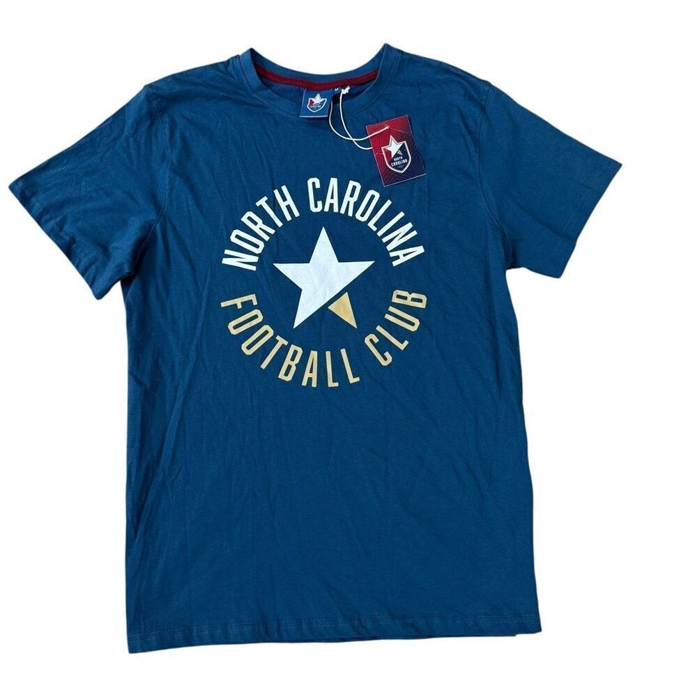Official North Carolina Football Club T-Shirt 100% cotton blue sz M NWT
